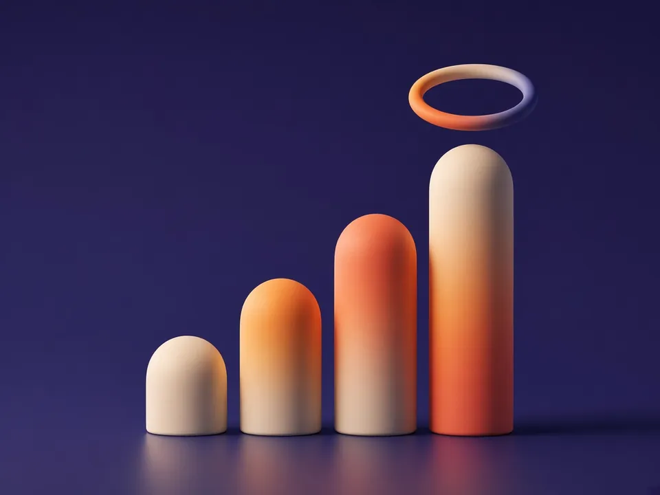Four rising ceramic pillars with a glowing ring, representing local SEO growth