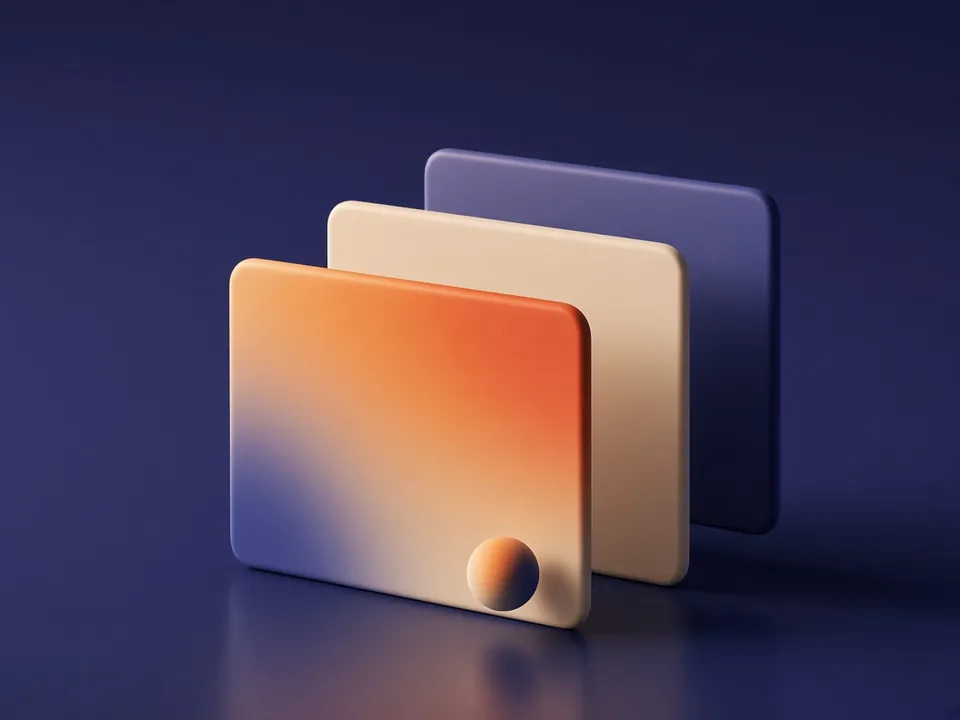 Three layered ceramic panels representing custom website layers